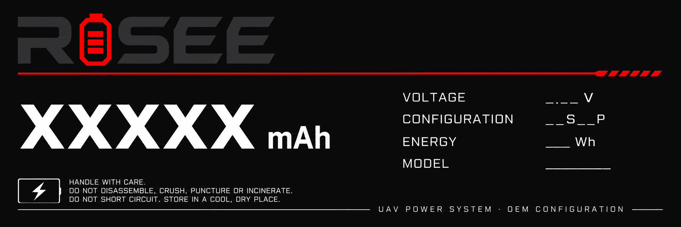 RISEE Energy editable OEM UAV battery label concept